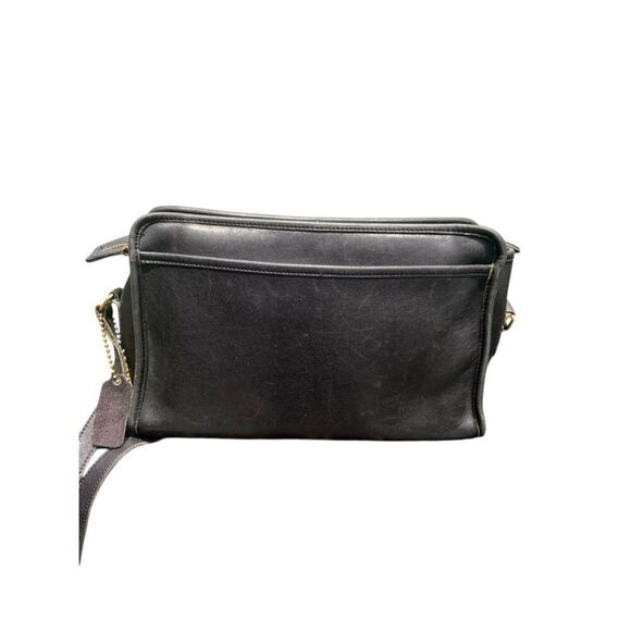 Coach vintage soft black leather zip crossbody handbag purse 029-5019 - Picture 1 of 15